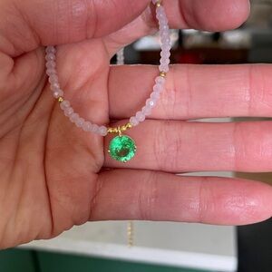 Pink and Green Gem Beaded Necklace